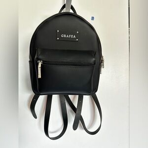 Grafea matte black leather mini zippy backpack